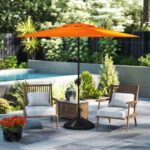 Abba Patio 9FT Lyon Outdoor Patio Umbrella Outdoor Table Umbrella with Crank Market Umbrella 8 Sturdy Ribs UV Protection Waterproof and Push Button Tilt for Garden Deck Backyard Pool,Orange