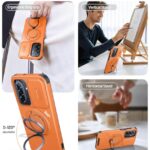 JAME for Samsung Galaxy A17/A16 5G Case, Ring Holder Stand, Slide Camera Cover, 2 Pack Screen Protectors, Dual-Layer Shockproof Protective, Magnetic Accessory Friendly Galaxy A16/A17 4G Case, Orange