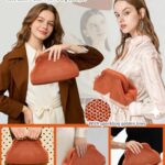 bohunono Woven Clutch Purses for Women,Summer Beach Purse for Vacation, Clutch Handbags,Old Money Casual Bag(C_Dark Orange)
