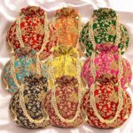 IGH Indian Ethnic Orange Potli Bag Ladies Handbag for Bridal Batwa With Pearls Handle Clutch for Women