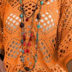 Allimy Womens Summer Sheer Tops Crochet Coverups Sexy Long Sleeve Sweaters for Women 2026 V Neck Beach Cover ups Resort Wear Vacation Cruise Outfits Boho Clothes Orange US 12 14